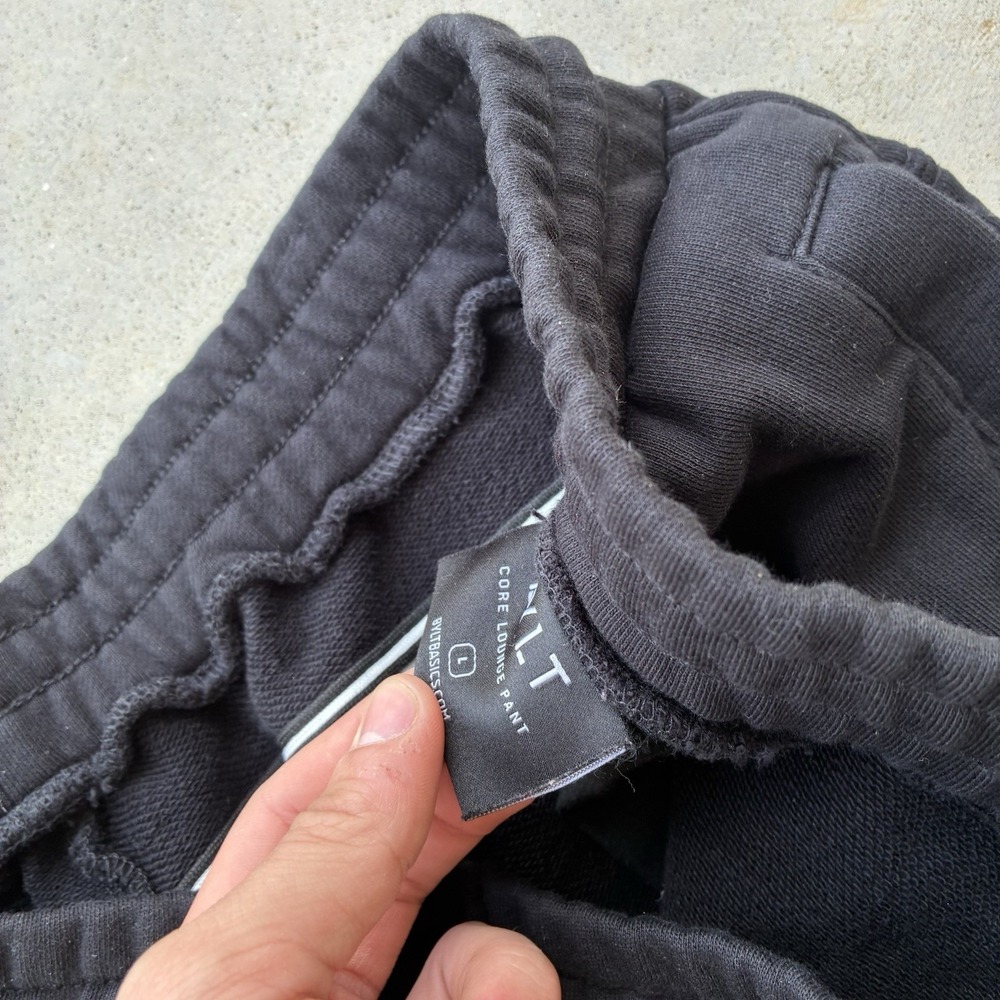 BYLT Core Lounge Pants Mens Large Black Joggers Drawstring Rib Cuff Embroidered - Picture 3 of 8